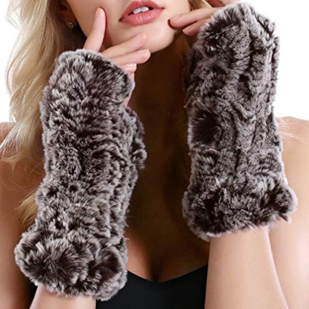 Host Pick ****Fur Gloves 100%Rabbit Fur Mittens - Picture 2 of 8